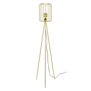 Lampadaire métal or abat-jour filaire or