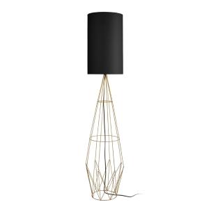 Lampadaire métal or abat-jour tissu noir