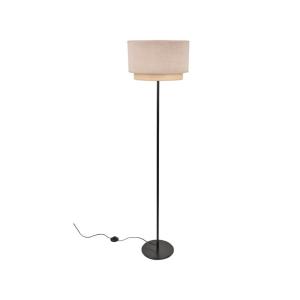 Lampadaire métal velours et raphia H160cm