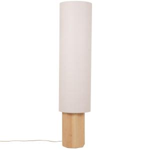 Lampadaire octogonal en bois d'hévéa et abat-jour en tissu…