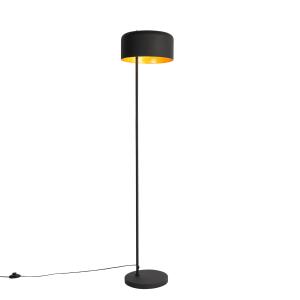 Lampadaire rétro noir avec intérieur doré