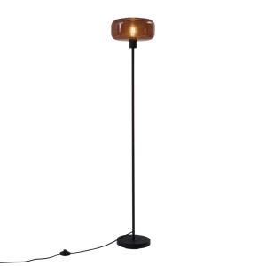 Lampadaire rétro noir verre bronze