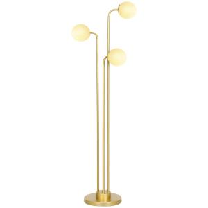Lampadaire salon 3 spots pivotants en verre doré