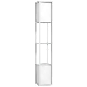 Lampadaire salon avec étagères tissu blanc