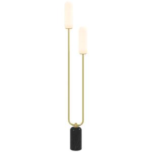 Lampadaire sur pied de salon 2 abat-jours en verre en métal…