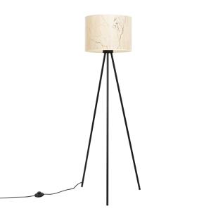 Lampadaire tissu/PVC/acier marbre beige/noir H 135 cm