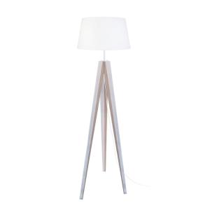 Lampadaire trepied   bois   blanc abat-jour  verre verre tr…