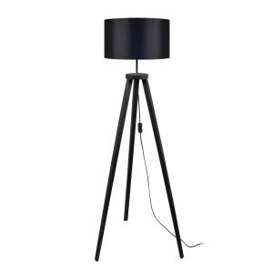 Lampadaire trepied bois H152cm  noir;Abat-jour: noir