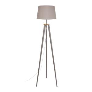 Lampadaire trepied bois H155cm taupe ;Abat-jour: taupe