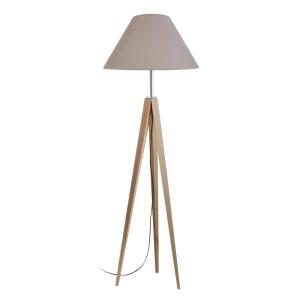 Lampadaire trepied bois H163cm naturel;Abat-jour: taupe