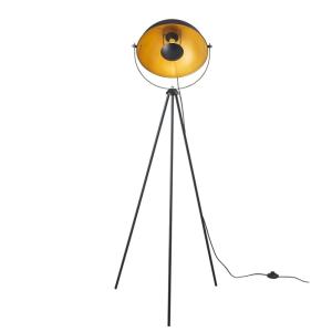 Lampadaire trépied métal noir avec projecteur rétro, H155 c…