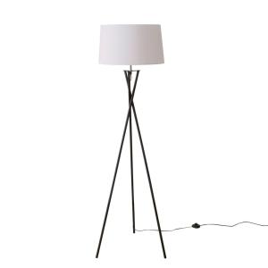 Lampadaire trépied métal noir et abat-jour blanc 44x44x158c…