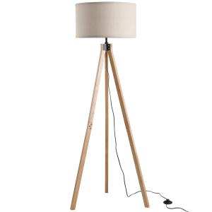 Lampadaire trépied style scandinave H152 cm bois de pin lin…