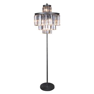 Lampadaire verre et métal galvanisé gris - H170 cm