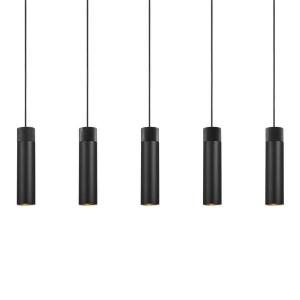 Lampe à bande de plafond 5 lumières cylindriques noires