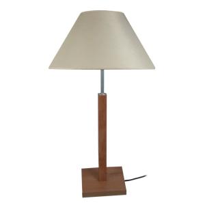 Lampe à pied carré bois foncé H56cm  Abat-jour  beige