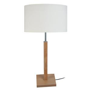 Lampe  à pied carré bois H54cm naturel;Abat-jour: écru