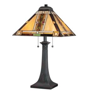 Lampe à poser Acier, Verre d'Art Bronze avec Abat-jour en v…