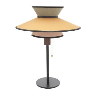 Lampe à poser avec pied en métal et noyer ocre - H48,5 cm