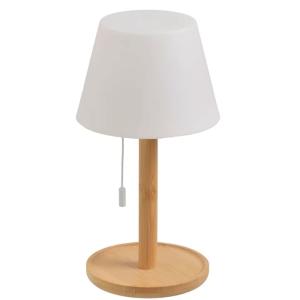 Lampe à poser bambou LED à tirette sans fil 15x15x28cm