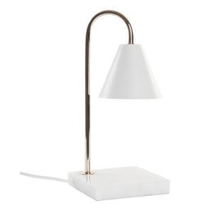 Lampe à poser base marbre et métal doré et blanc 15x15x33cm…