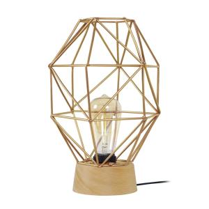Lampe à poser bois H32cm naturel;Abat-jour: doré