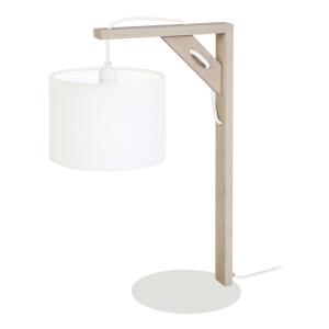 Lampe à poser bois H40cm naturel;Abat-jour: blanc