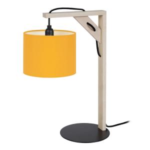 Lampe à poser bois H40cm naturel;Abat-jour: jaune