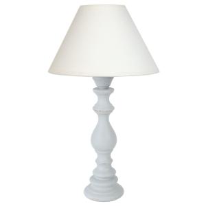 Lampe à poser bois H43cm blanc;Abat-jour: écru
