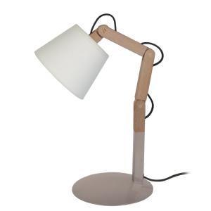 Lampe à poser bois H45cm naturel ;Abat-jour: écru