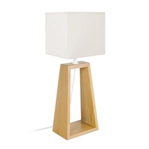 Lampe à poser bois H49cm naturel ;Abat-jour:  écru