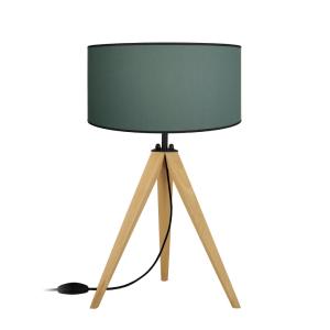 Lampe à poser bois H51cm naturel;Abat-jour: pétrole