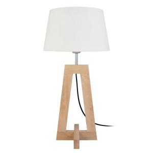 Lampe à poser bois H54cm naturel;Abat-jour:  écru