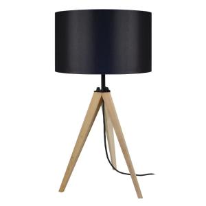 Lampe à poser bois H54cm naturel;Abat-jour: noir