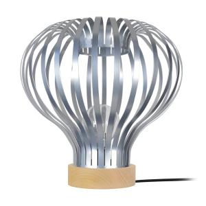 Lampe à poser bois naturel abat-jour métal aluminium