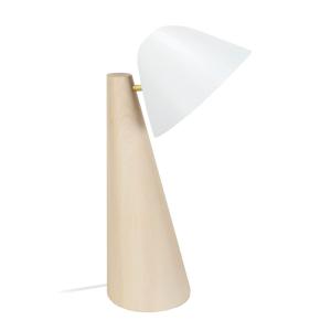 Lampe à poser bois naturel abat-jour métal blanc ivoire