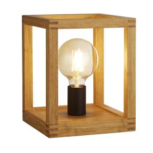 Lampe à poser bois naturel et métal noir e27- H25 x L20 x l…