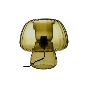 Lampe à poser champignon en verre vert kaki translucide