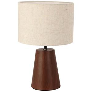 Lampe à poser conique céramique effet bois et abat-jour bei…