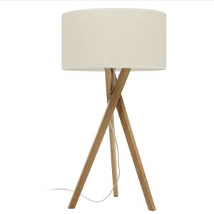 Lampe à poser en bois, abat-jour Beige H : 70cm