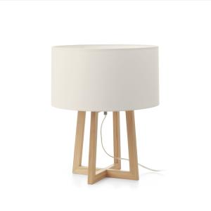 Lampe à poser en bois, Abat-jour blanc H : 45cm