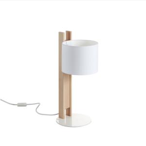 Lampe à poser en bois, Abat-jour blanc H : 50cm