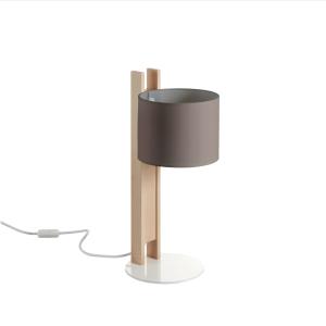 Lampe à poser en bois, Abat-jour taupe H : 50cm