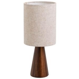 Lampe à poser en bois et abat jour lin beige 16x16x37cm