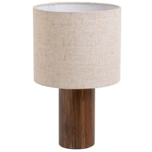 Lampe à poser en bois et abat jour lin beige 20x20x32cm