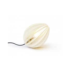 Lampe à poser en bois frêne teinté blanc avec fil noir