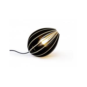 Lampe à poser en bois frêne teinté noir avec fil noir