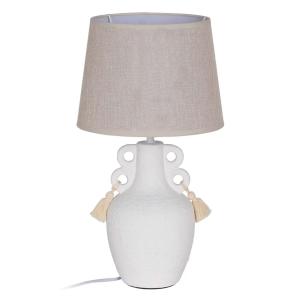 Lampe à poser en céramique crème et abat-jour taupe 25x25x4…