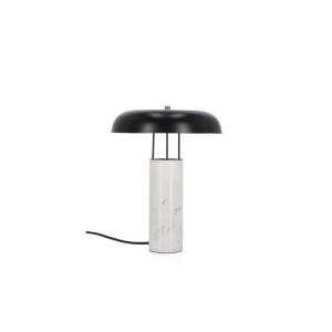 Lampe à poser en marbre blanc et abat-jour métal noir H33