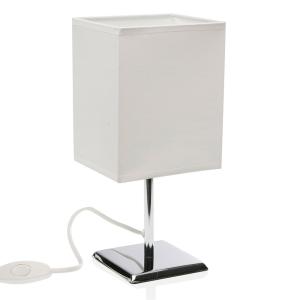 Lampe à poser en métal chromé et abat jour blanc 11x13x27.5…